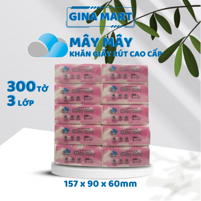Giấy ăn rút Mây Mây mềm mịn thấm hút tốt giấy ăn cao cấp chính hãng Thịnh Phát sản xuất túi 10 gói