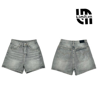 Quần short jeans nam xám wash khói-phong cách unisex nam nữ from trên gối