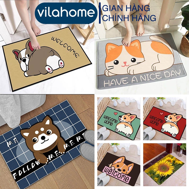 Thảm 3D Lau Chân Hình Thú Vilahome, Thảm Sàn Nhà Chống Trơn Trượt 3D Nhiều Mẫu, Thấm Hút Tốt, Kích Thước