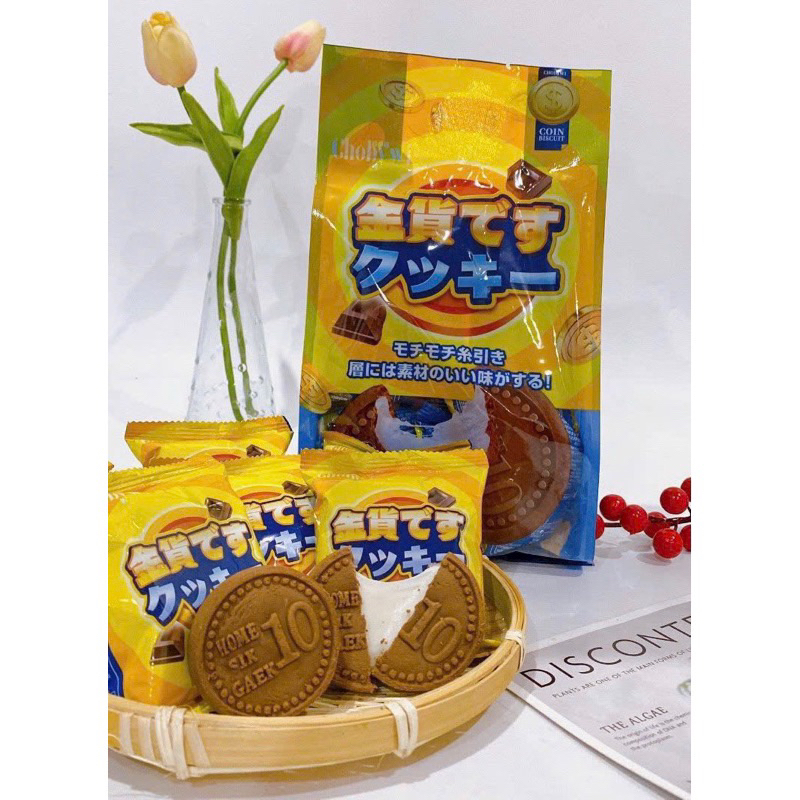 Bánh đồng xu 10 won nhân dẻo, bánh đồng tiền phomai kéo sợi Choby Wi