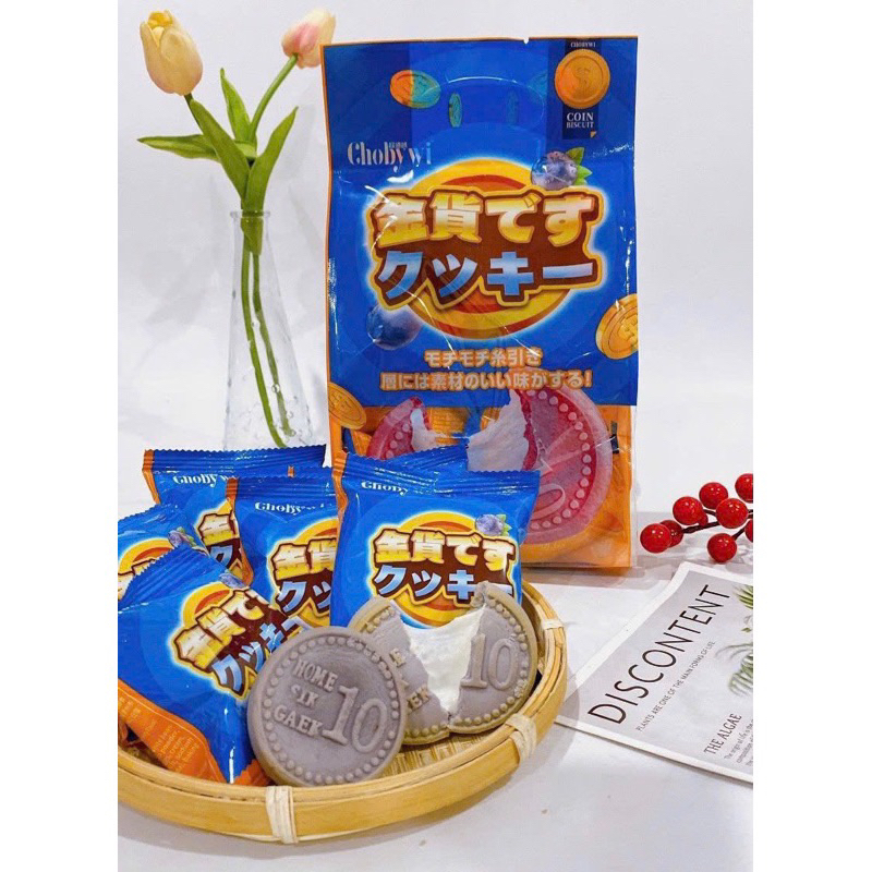 Bánh đồng xu 10 won nhân dẻo, bánh đồng tiền phomai kéo sợi Choby Wi