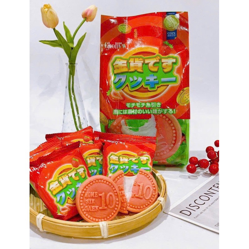 Bánh đồng xu 10 won nhân dẻo, bánh đồng tiền phomai kéo sợi Choby Wi