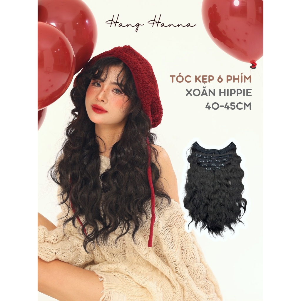  Tóc Kẹp Phím 6 Mảnh Xoăn Hippie 