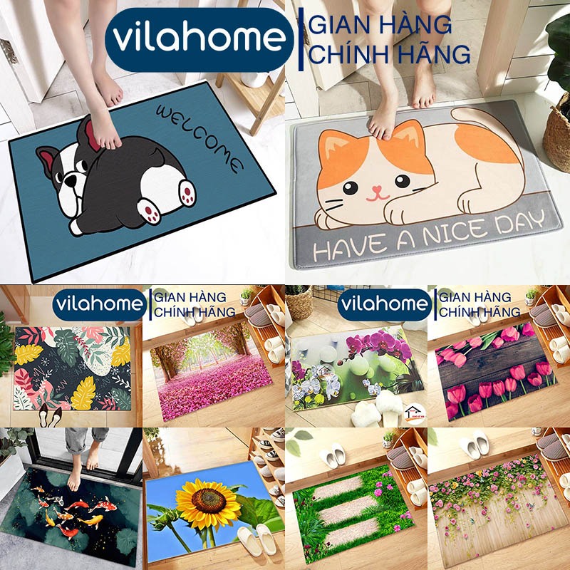 Thảm 3D Lau Chân Vilahome, Thảm Sàn Nhà Chống Trơn Trượt 3D Nhiều Mẫu Mã, Thấm Hút Tốt, Kích Thước