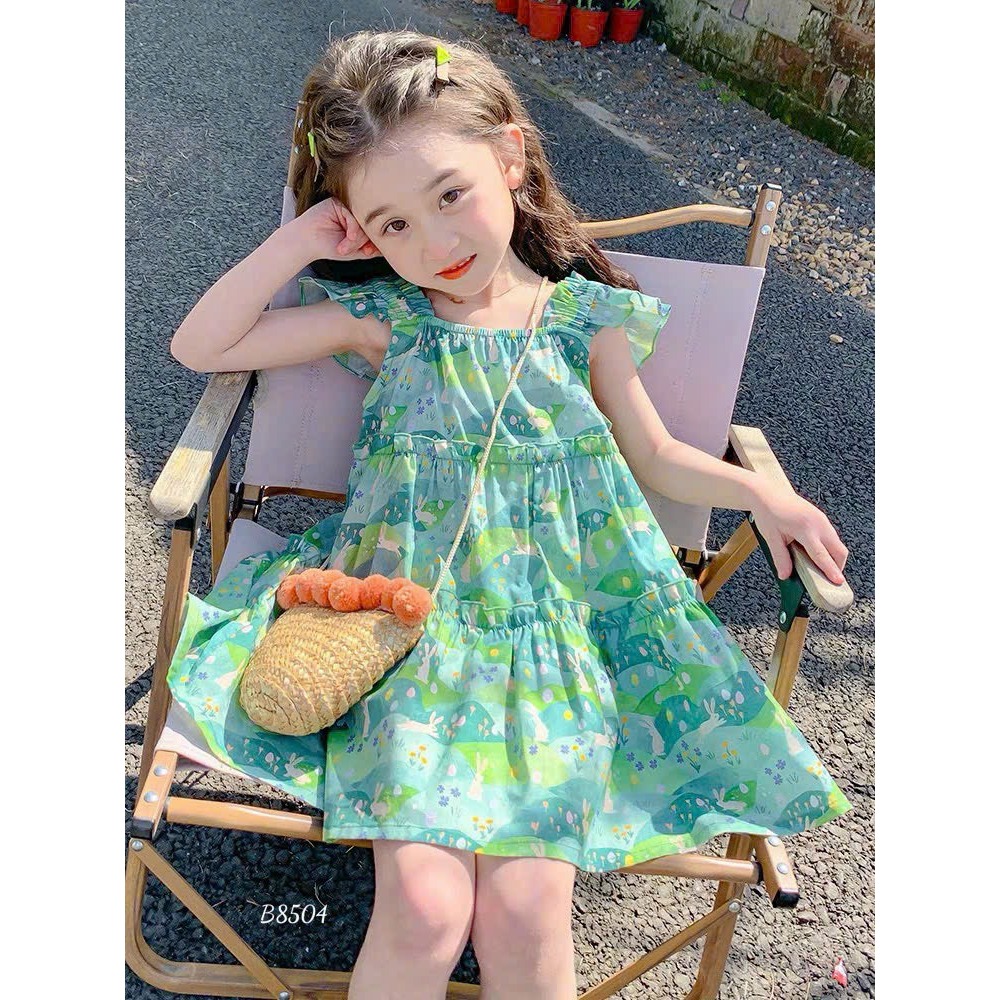 Đầm Hoa Bé Gái (10 kg - 37 kg) Váy Cho Bé Gái Dáng Xòe Dài Chất Lụa Mango Cao Cấp DBG001 JJumia Kids