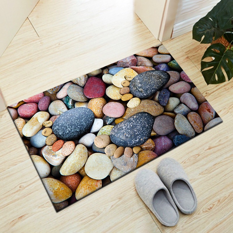 Thảm 3D Lau Chân Hình Sỏi Đá Vilahome, Thảm Chống Trơn Trượt 3D Nhiều Mẫu, Thấm Hút Tốt, Kích Thước