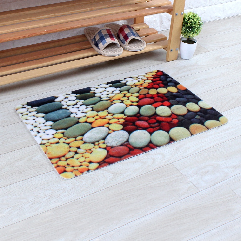 Thảm 3D Lau Chân Hình Sỏi Đá Vilahome, Thảm Chống Trơn Trượt 3D Nhiều Mẫu, Thấm Hút Tốt, Kích Thước
