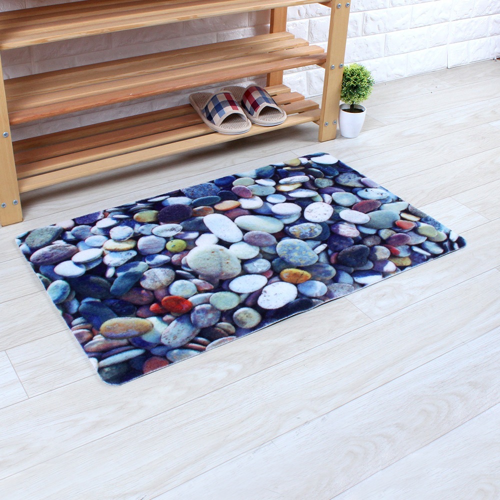 Thảm 3D Lau Chân Hình Sỏi Đá Vilahome, Thảm Chống Trơn Trượt 3D Nhiều Mẫu, Thấm Hút Tốt, Kích Thước