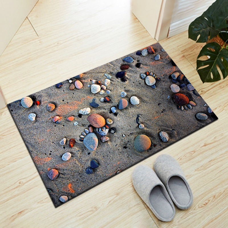 Thảm 3D Lau Chân Hình Sỏi Đá Vilahome, Thảm Chống Trơn Trượt 3D Nhiều Mẫu, Thấm Hút Tốt, Kích Thước