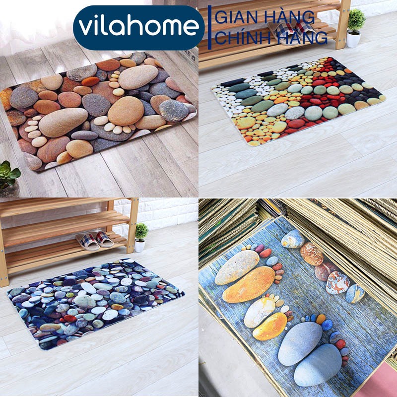 Thảm 3D Lau Chân Vilahome, Thảm Sàn Nhà Chống Trơn Trượt 3D Nhiều Mẫu Mã, Thấm Hút Tốt, Kích Thước
