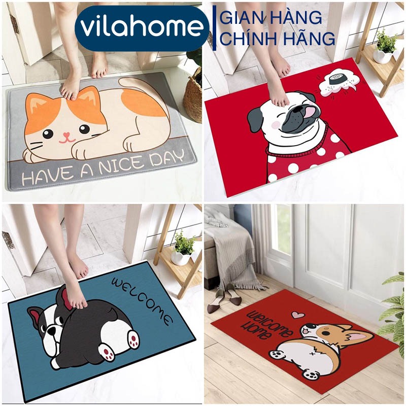 Thảm 3D Lau Chân Vilahome, Thảm Sàn Nhà Chống Trơn Trượt 3D Nhiều Mẫu Mã, Thấm Hút Tốt, Kích Thước