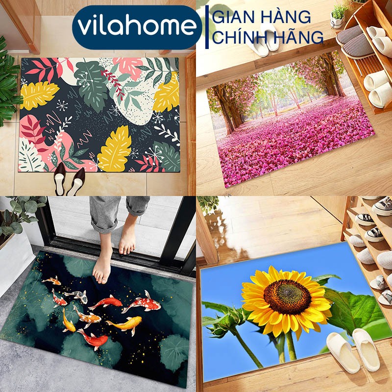 Thảm 3D Lau Chân Vilahome, Thảm Sàn Nhà Chống Trơn Trượt 3D Nhiều Mẫu Mã, Thấm Hút Tốt, Kích Thước