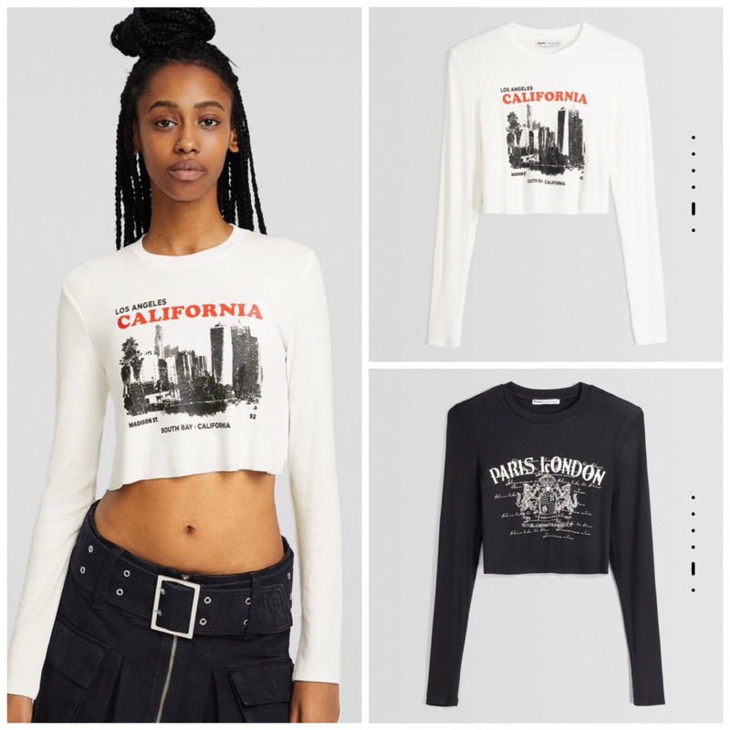 Áo thun croptop Bershka Authentic