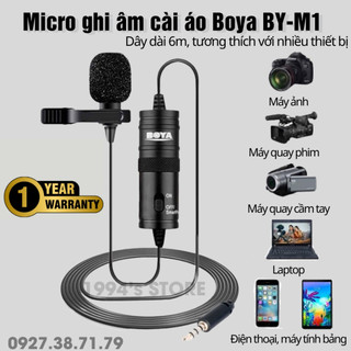 FREESHIP Boya BY-M1 Micro thu âm cài áo - Micro ghi âm chuyên nghiệp cho máy ảnh, máy quay, điện thoại, máy tính bảng