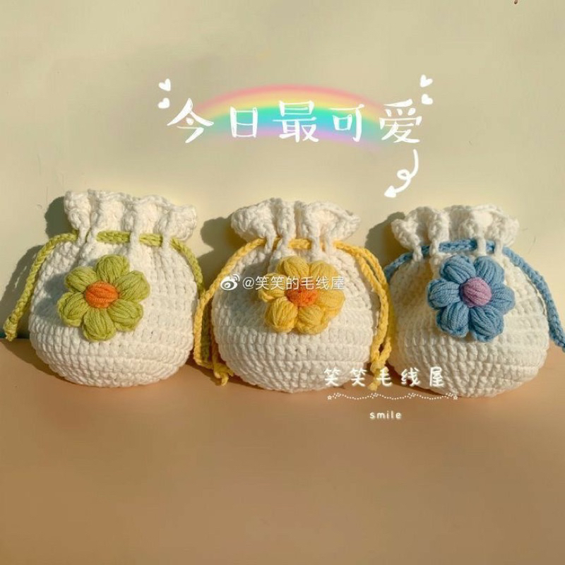 Túi len hoa sắc màu