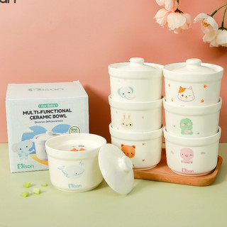 Hũ sứ ăn dặm Misan có vạch chia ml kèm 2 nắp bảo quản, Thố sứ ăn dặm chưng yến cho bé dung tích 250ml