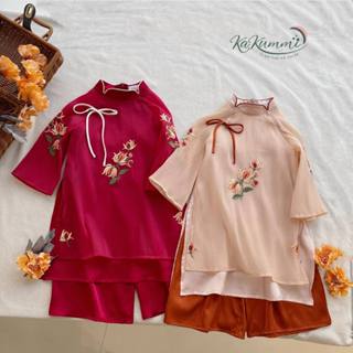 Áo dài bé gái Tết Ất Tỵ, Bộ áo dài trẻ em Thanh Cúc Tết 2025 Kakummi (KM23-AD310)