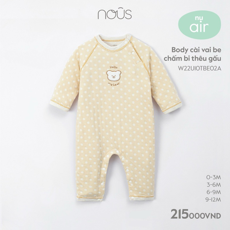 Body thu đông nous cho bé, mềm mại, dịu êm cho bé 0-12M