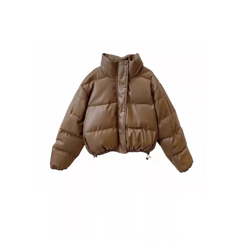 Áo Khoác Phao Da 3 Màu Dáng Ngắn Cá Tính Hàng QC Cao Cấp