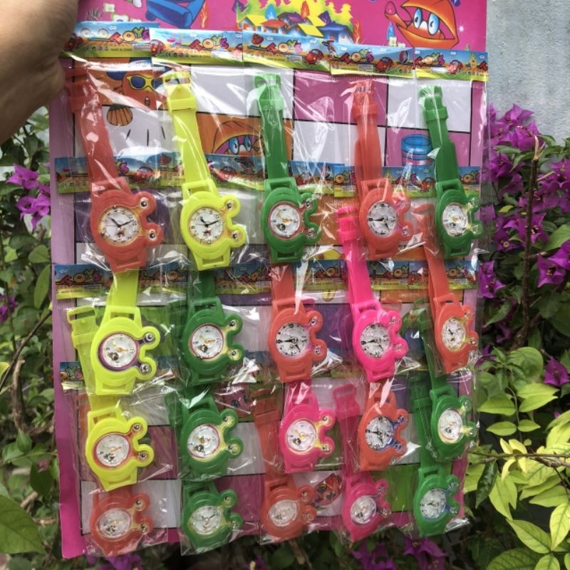 Sỉ vỉ 20 đồ chơi đồng hồ màu sắc hình chú ếch