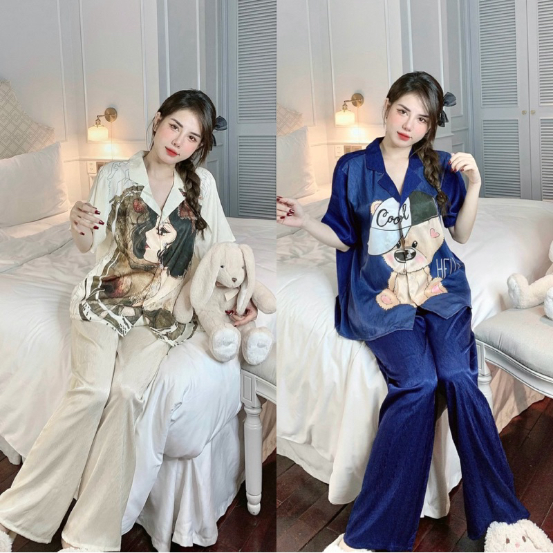 Đồ bộ Lụa Xước Ánh Kim mịn mát bigsize
