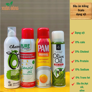  Dầu ăn kiêng Pam 0calo dạng xịt hàng mỹ 