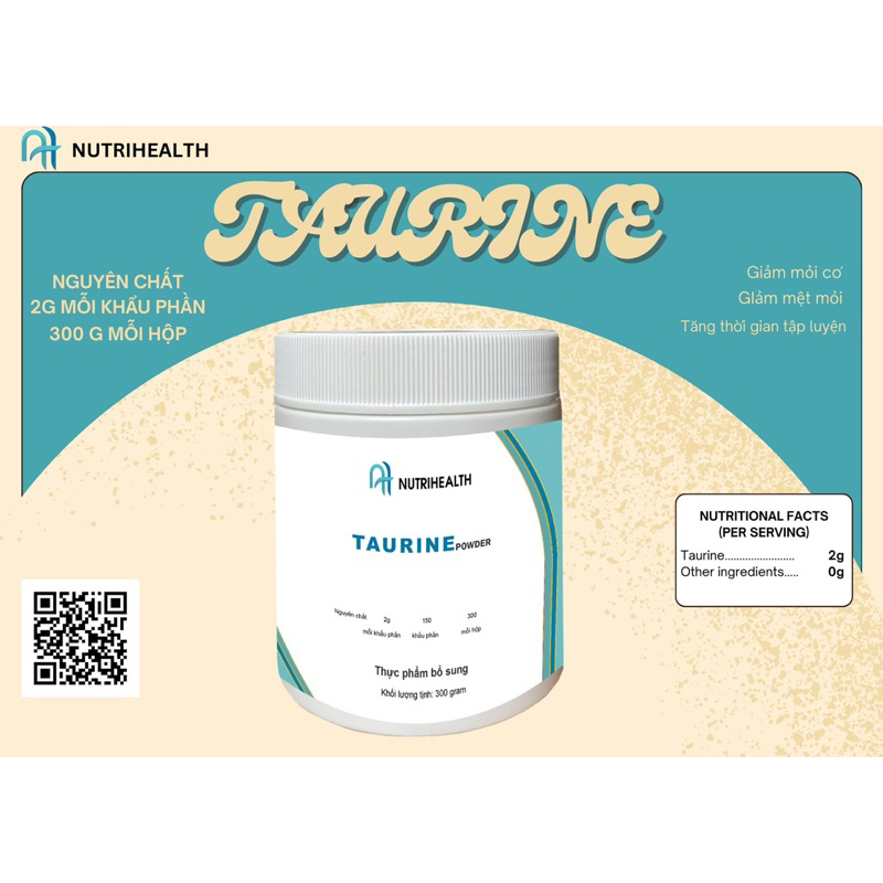 Taurine 300Grams (150 Servings) tặng muỗng - phụ hồi cơ bắp, tăng sức mạnh, sức bền ( Taurine powder)
