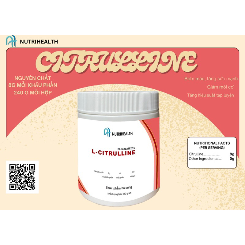 240gam CITRULLINE - ̣TĂNG SỨC MẠNH CƠ BẮP TRƯỚC KHI TẬP - Hiệu quả ngay lần đầu sử dụng (Citrulin, citrullin)