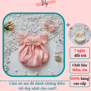 MV010 Bodysuit Cho Bé Gái Sơ Sinh. Body Cho Bé Thiết Kế Kèm Phụ Kiện. Đầm Đầy Tháng, Váy Bé Gái, Váy Sơ Sinh, Đầy Tháng