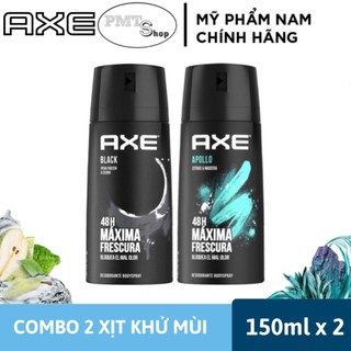 Combo 2 chai  Xịt khử mùi toàn thân nam AXE 150ml hương Apollo Black