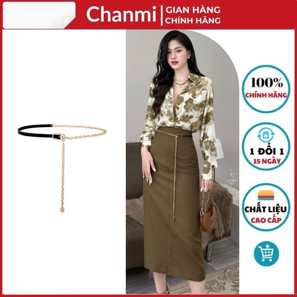 Đai Váy Áo Xích Phối Da PU Thả Kiểu Sang Chảnh - Dây Xích Eo Thắt Váy Áo Nữ Kim Loại Màu Vàng Phối Da Hàng Đẹp - PK01