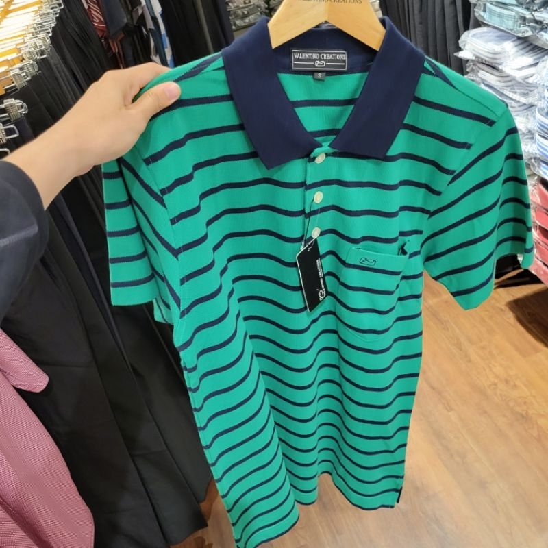 Áo polo Valentino Creations kẻ sọc tay ngắn size S