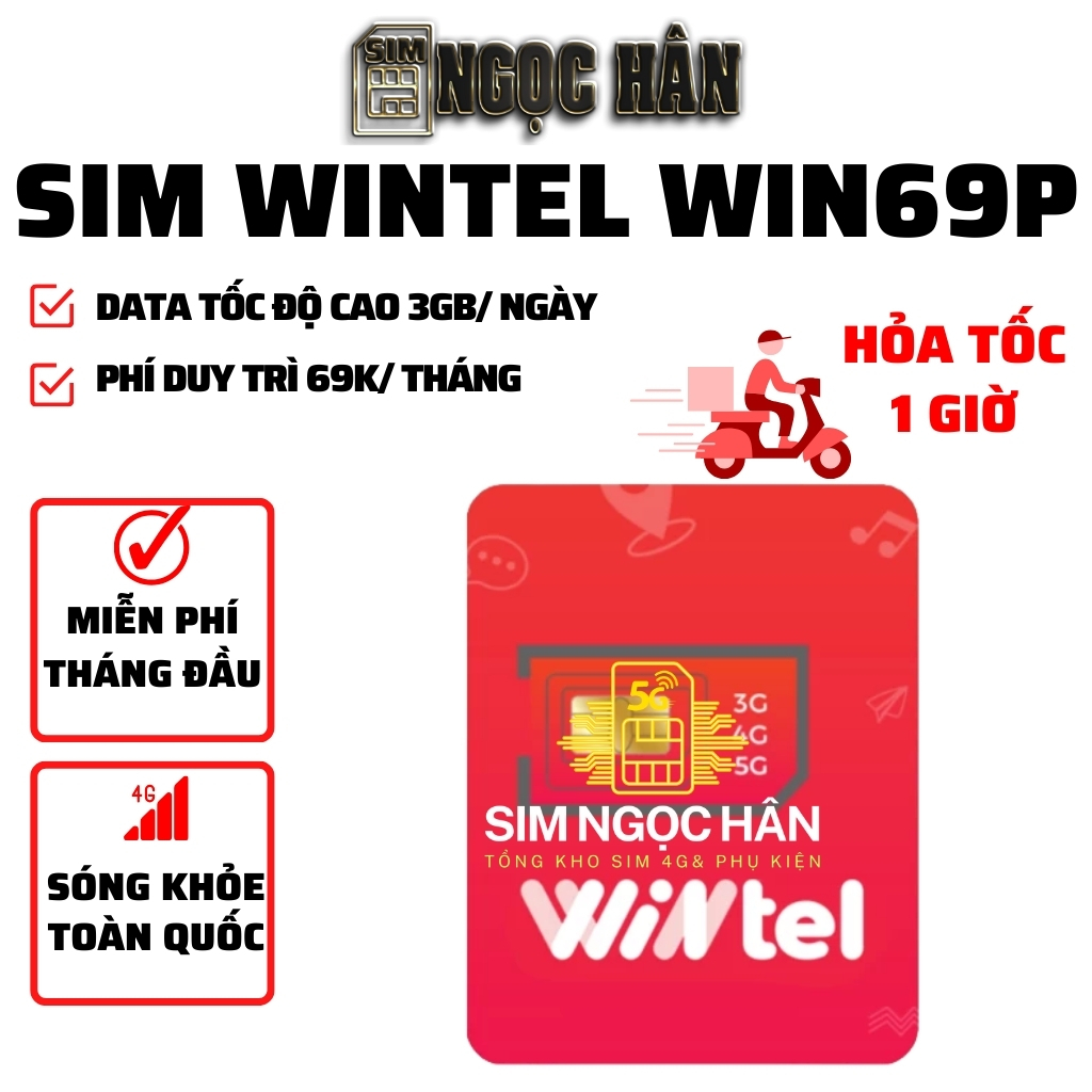 SIM 4G Wintel Win69P/ Win89P - SIM MAX DATA - Không Giới Hạn Dung Lượng - Gọi Miễn Phí VinaPhone, Giá Rẻ - Có ESIM