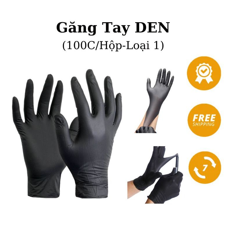 ( Xả Kho ) Găng tay y tế đen | bao tay y tế đen không bột 1 thùng 10 hộp