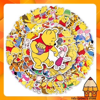 Set 10/20 hình dán gấu pooh 🐻 winnie the pooh sticker cute trang trí xe, laptop, nón bảo hiểm