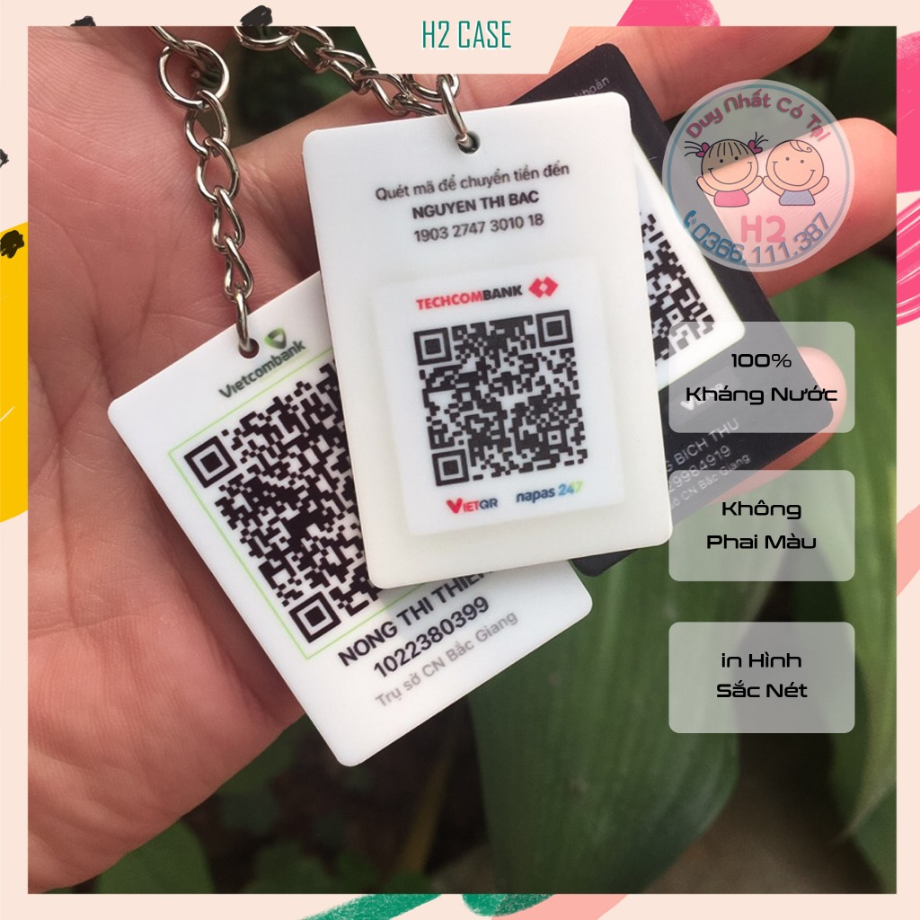 Móc Khoá Mica chống nước in mã QR Code in 2 mặt theo yêu cầu