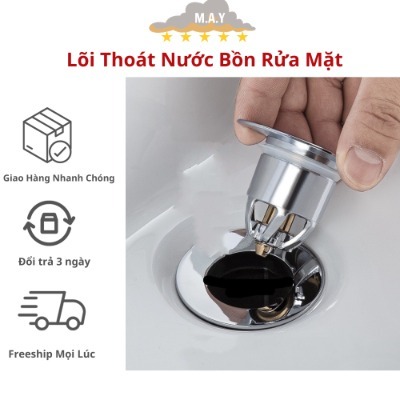 Lõi Thoát Nước Bồn Rửa Mặt, Nắp Đậy Bồn Rửa Mặt Chất Liệu Inox 304, Có Nút Nhấn Xả Phù Hợp Mọi Kích Thước Bồn Rửa