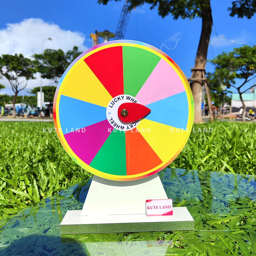 Vòng quay trúng thưởng may mắn 25 cm 10 ô có thể dùng làm giáo cụ dạy học viết bút bi lên rồi xóa mới V-M5