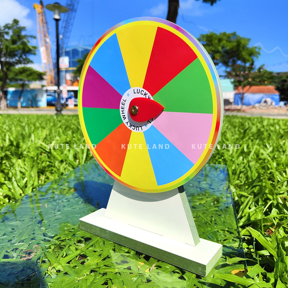 Vòng quay trúng thưởng may mắn 25 cm 10 ô có thể dùng làm giáo cụ dạy học viết bút bi lên rồi xóa mới V-M5