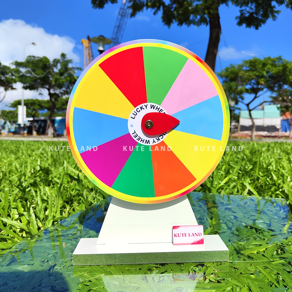 Vòng quay trúng thưởng may mắn 25 cm 10 ô có thể dùng làm giáo cụ dạy học viết bút bi lên rồi xóa mới V-M5