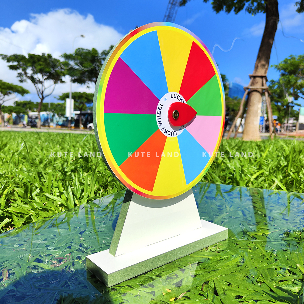 Vòng quay trúng thưởng may mắn 25 cm 10 ô có thể dùng làm giáo cụ dạy học viết bút bi lên rồi xóa mới V-M5