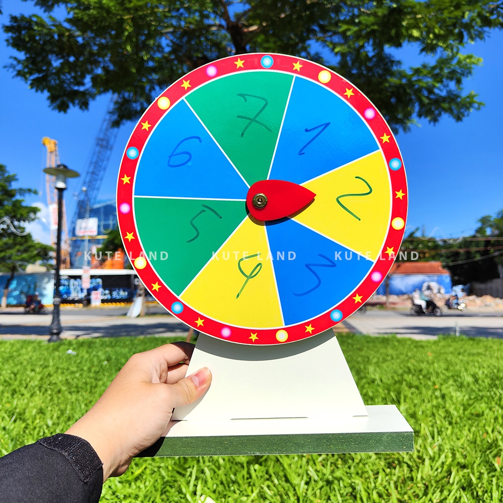 Vòng quay trúng thưởng 7 ô may mắn 25 cm cao 35 cm thích hợp dạy học, các sự kiện, trò chơi, tiệc tùng giải trí V-M2