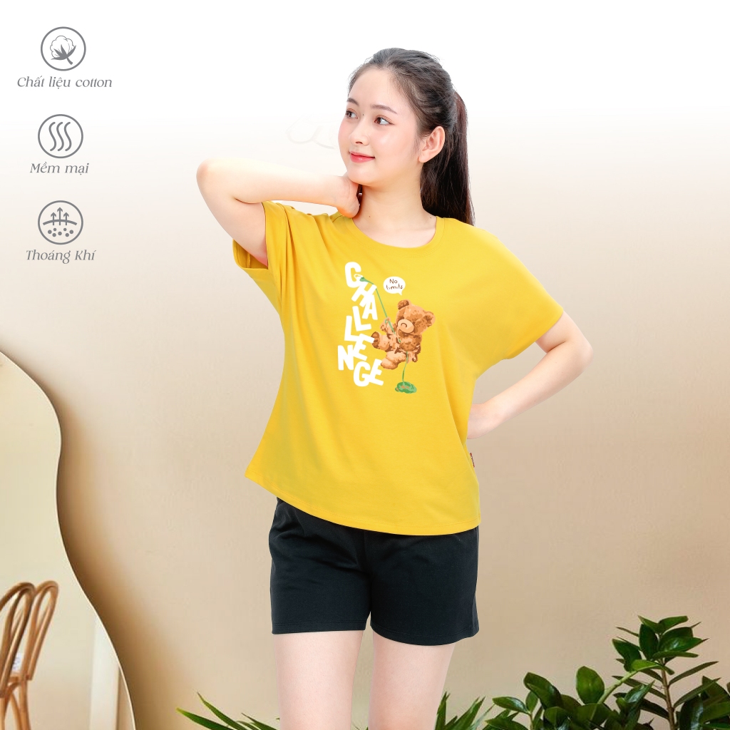 Bộ đùi mặc nhà nữ kiểu tay ngắn cotton 195p 2036 năng động và trẻ trung PALTAL