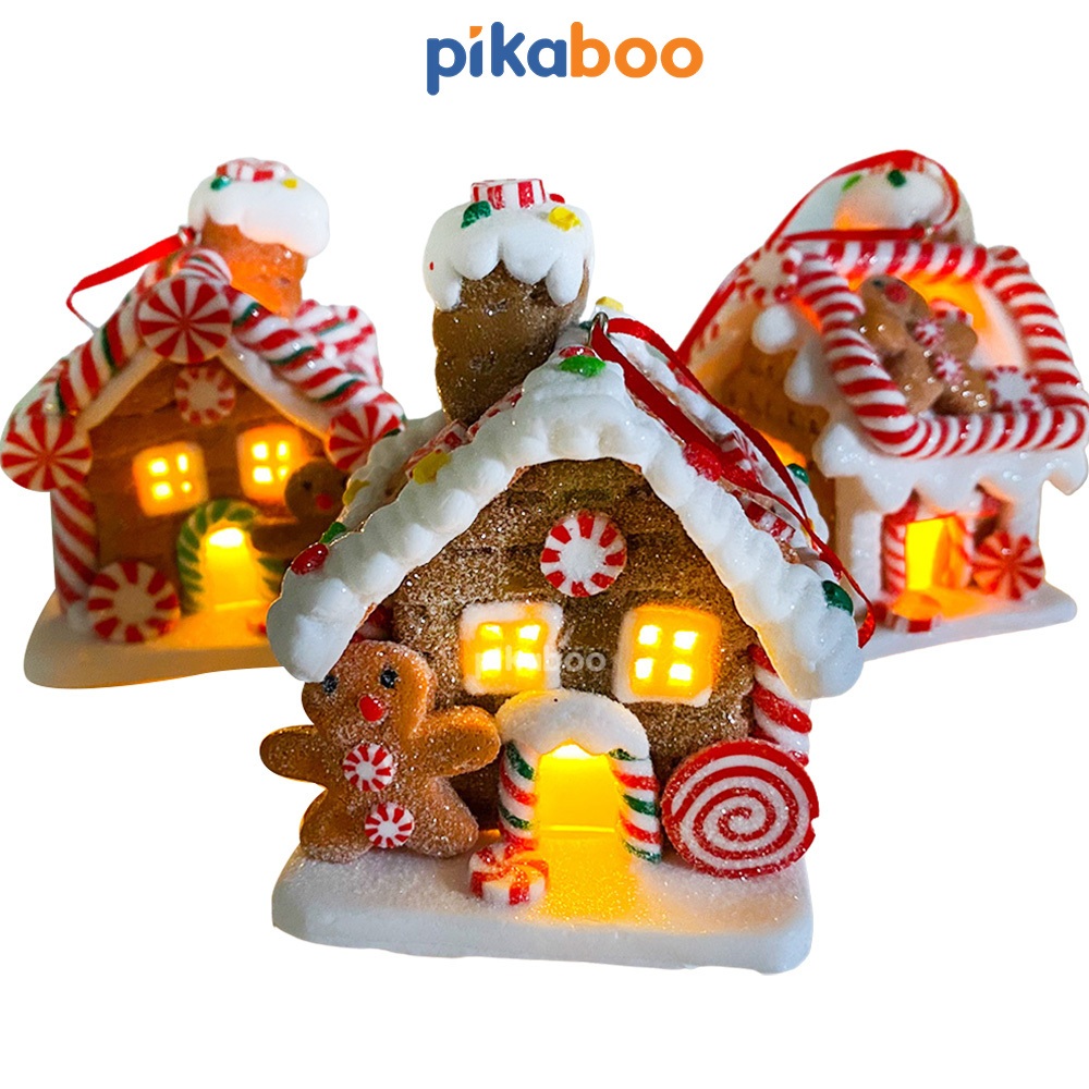 Ngôi nhà đèn, bánh gừng bé trai bé gái Pikaboo, làm quà tặng cho bé nhân dịp Giáng sinh Noel, chất liệu cao cấp đẹp mắt