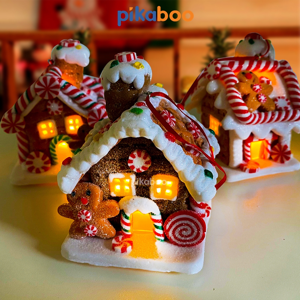Ngôi nhà đèn, bánh gừng bé trai bé gái Pikaboo, làm quà tặng cho bé nhân dịp Giáng sinh Noel, chất liệu cao cấp đẹp mắt