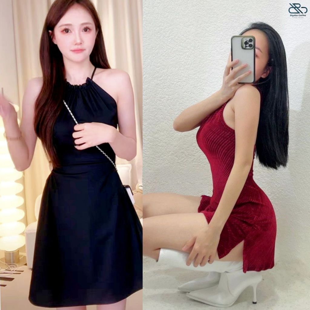 Đầm Cổ Yếm Bigsize Cô Nhỏ Xẻ Đùi Big Size Nữ Dáng Dài Vải Xốp Nhăn Mặc Nhẹ Thoải Mái Tôn Dáng Sang Chảnh G84
