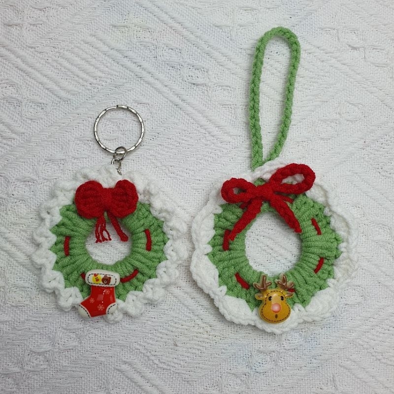 Vòng nguyệt quế trang trí, quà tặng noel bằng len