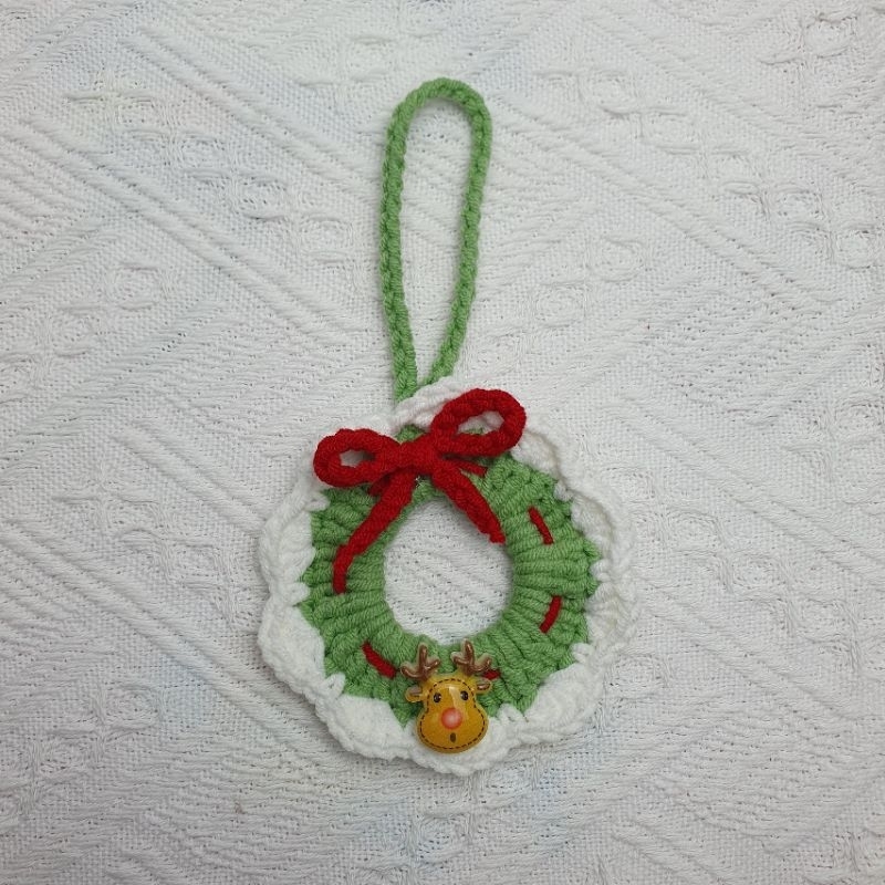 Vòng nguyệt quế trang trí, quà tặng noel bằng len