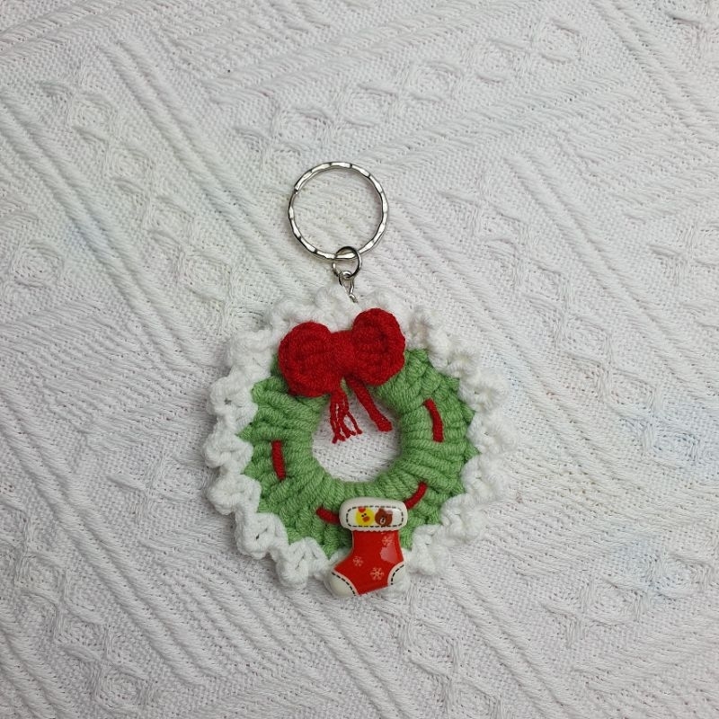 Vòng nguyệt quế trang trí, quà tặng noel bằng len
