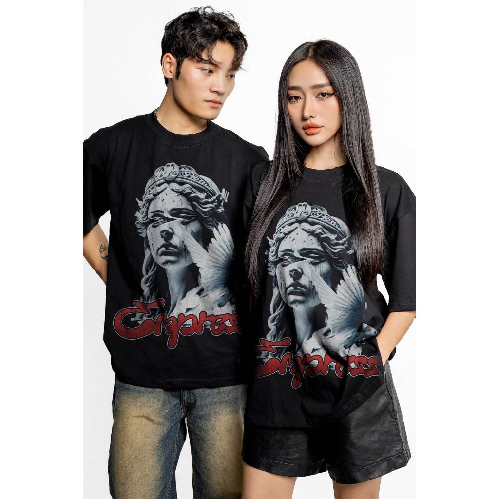 Áo thun in hình unisex nam nữ teeholic cotton cao cấp phong cách retro y2k empress màu đen trắng THS271123_94